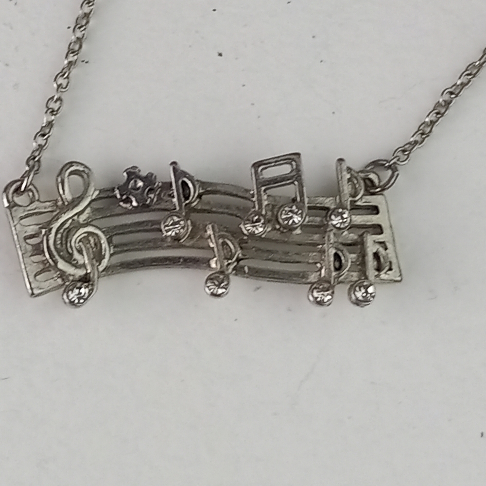 Musical Notes Necklace with Rhinestones - Picture 3 of 5